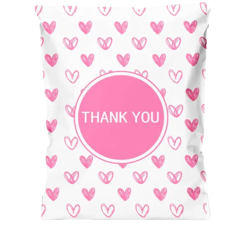 20 Pink Heart Poly Mailers 10x13”